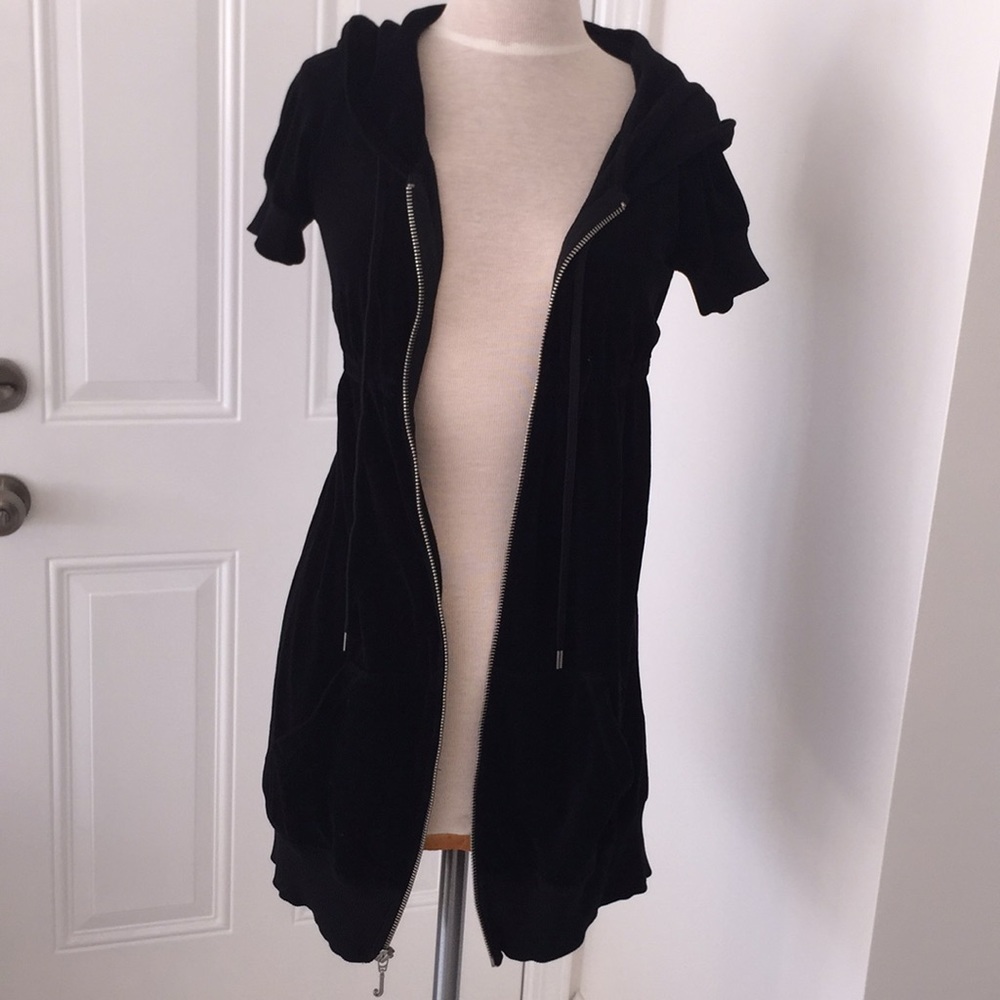 Black Juicy Couture long cinch waist Sz S jacket